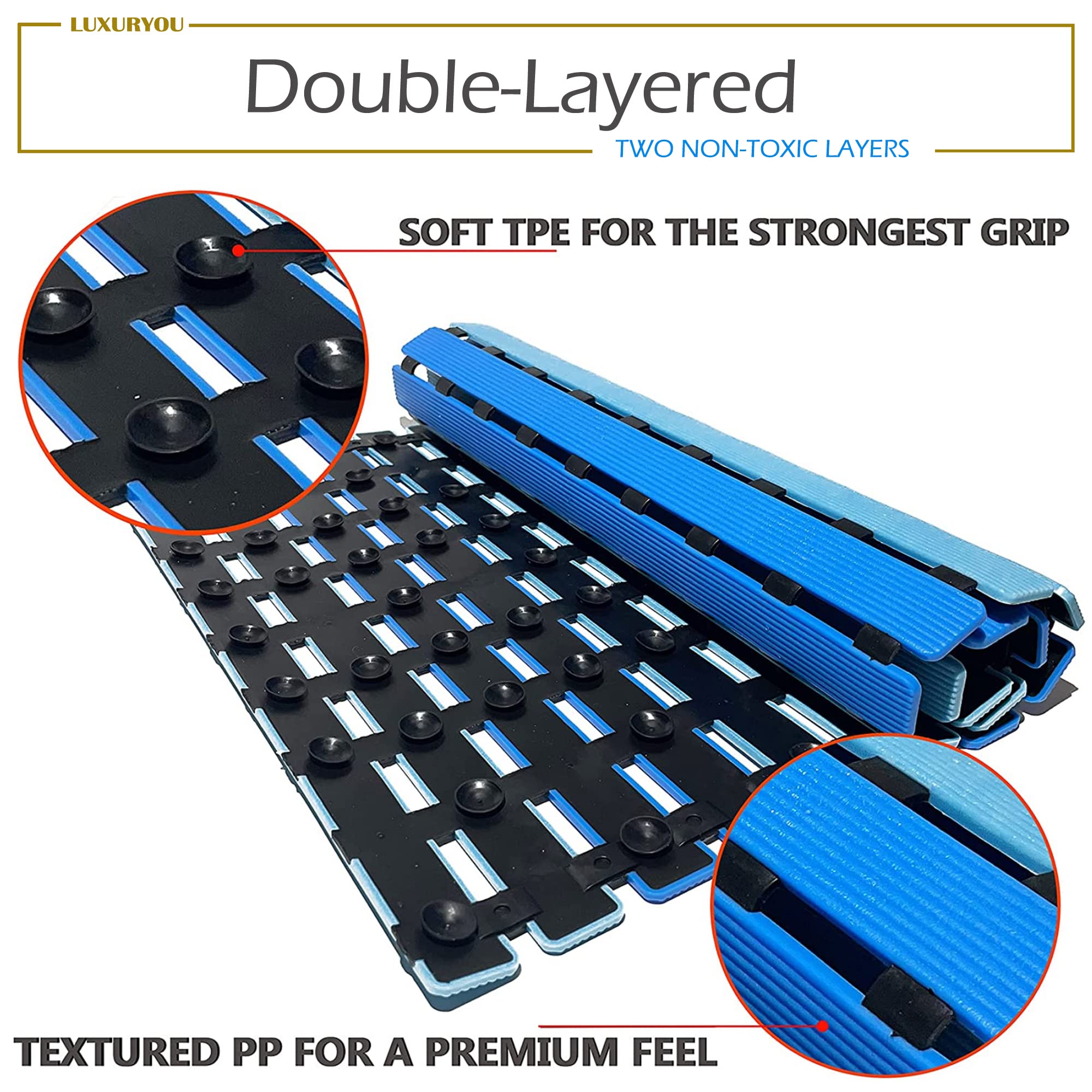 Luxuryou Non Slip Bathtub Mat | Double-Layered Shower Floor Mat With Suction Cups | Ez-Dry Construction | Non-Toxic, Bpa, Latex,